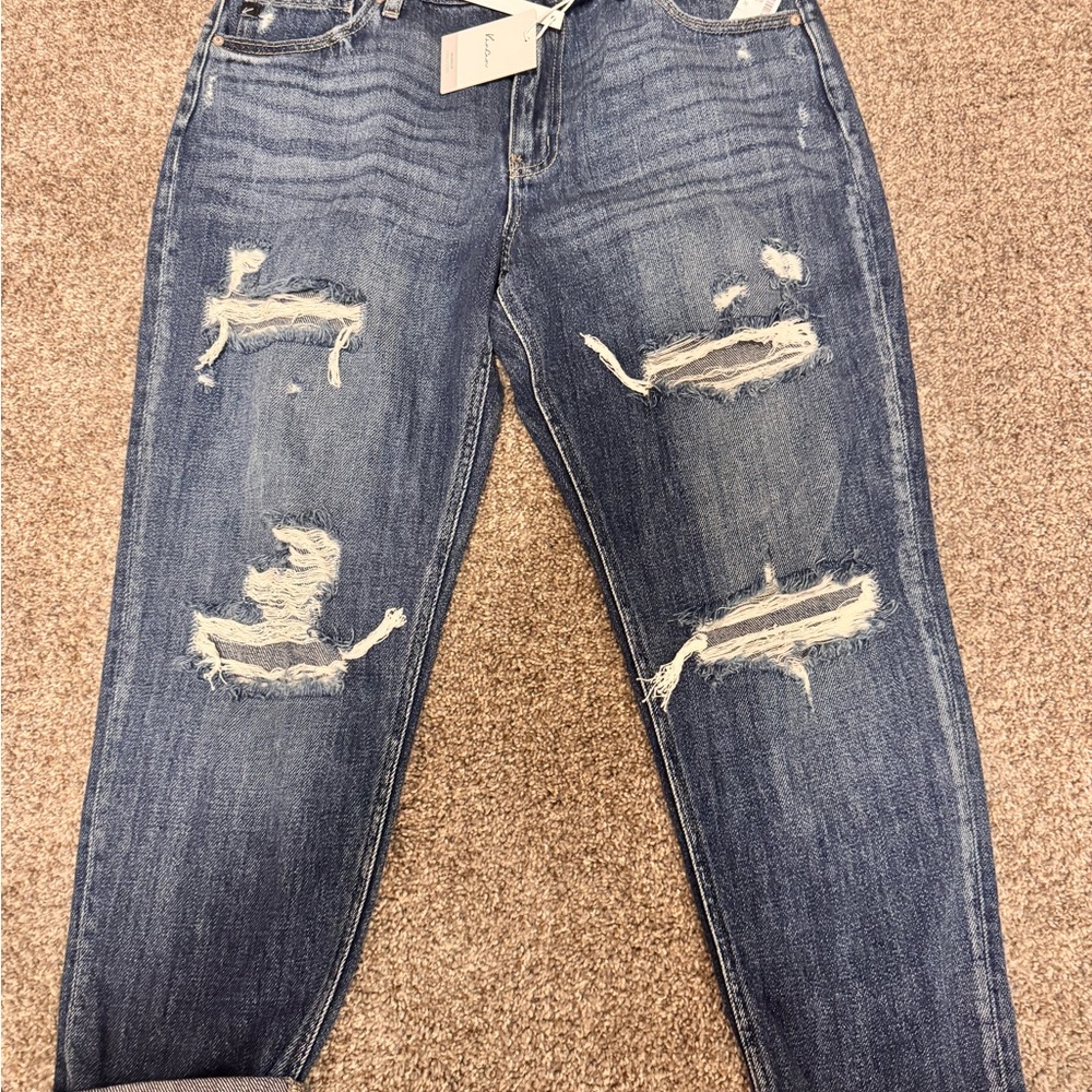 KanCan Distressed Dark Blue Boyfriend Jeans
